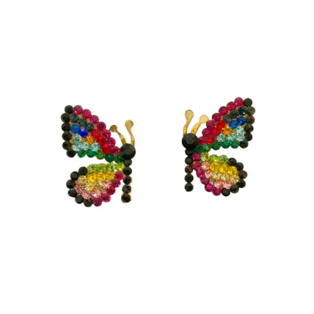 Brinco  borboleta Darci de strass banhado a ouro 18k