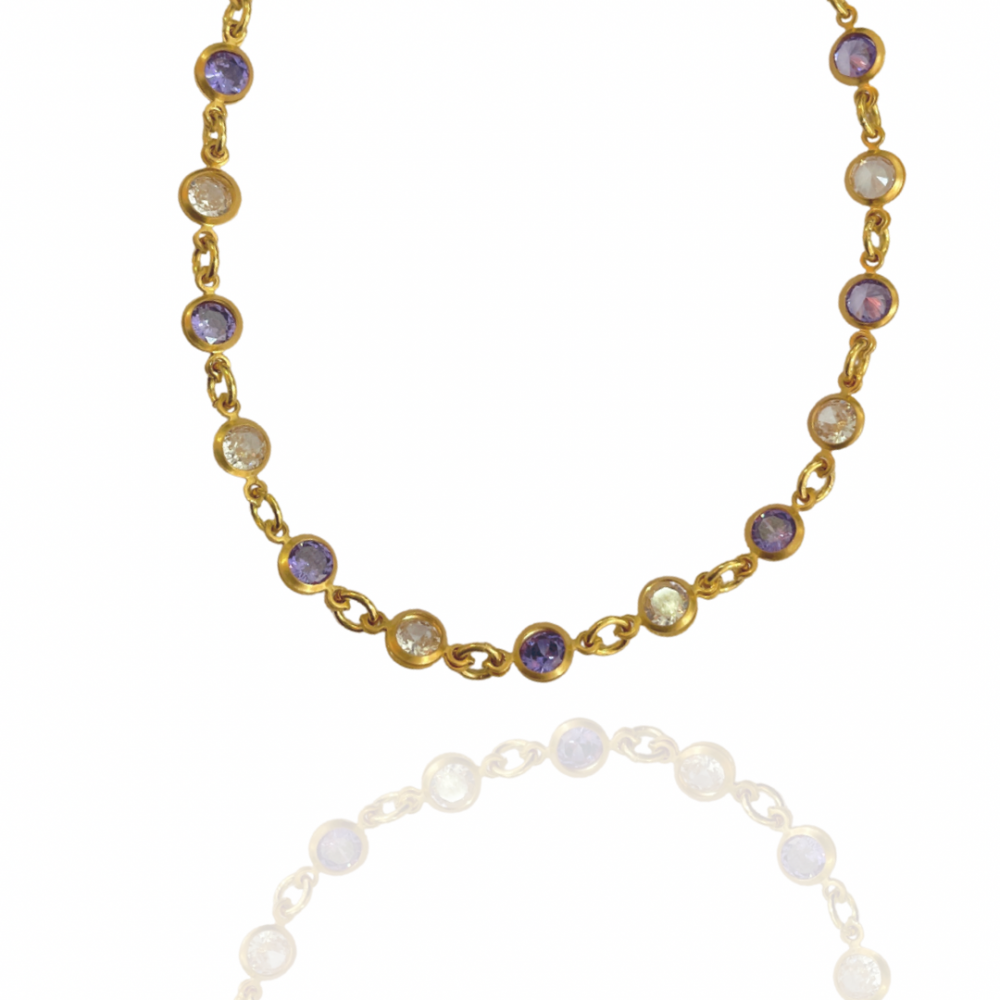 Pulseira Jully de pontos de luz de cores intercaladas banhada a ouro 18k 