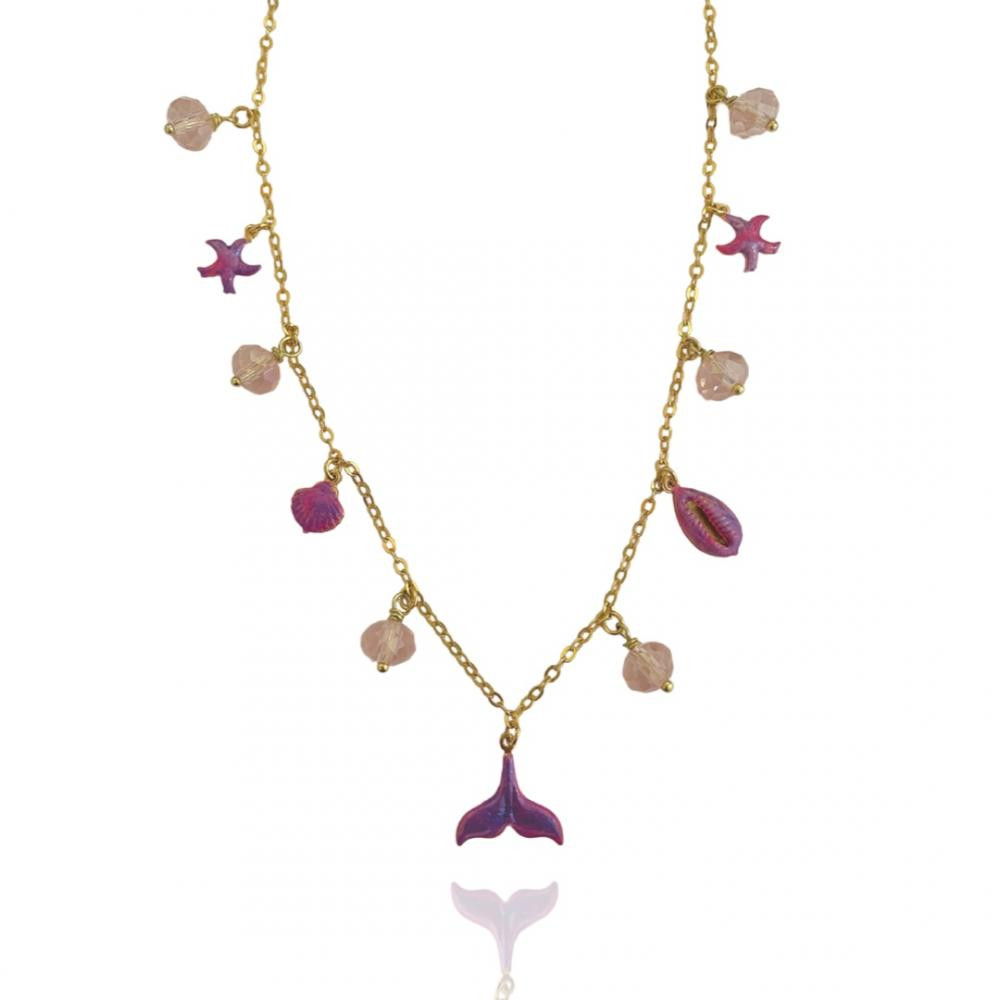 Colar Kaila com pingentes esmaltados banhado a ouro 18k 