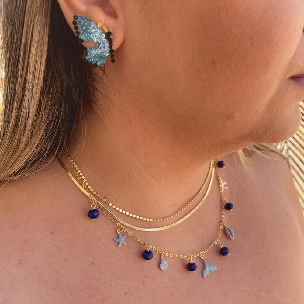 Colar Kaila com pingentes esmaltados banhado a ouro 18k 