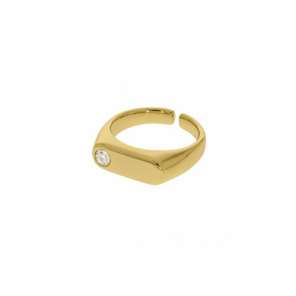 Anel Anna com ponto de luz banhado a ouro 18k
