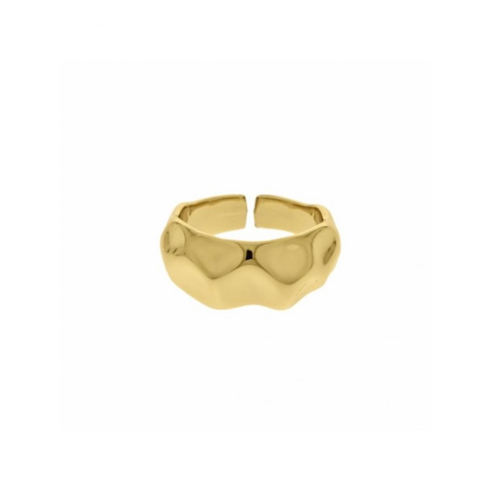 Anel Yara martelado banhado a ouro 18k