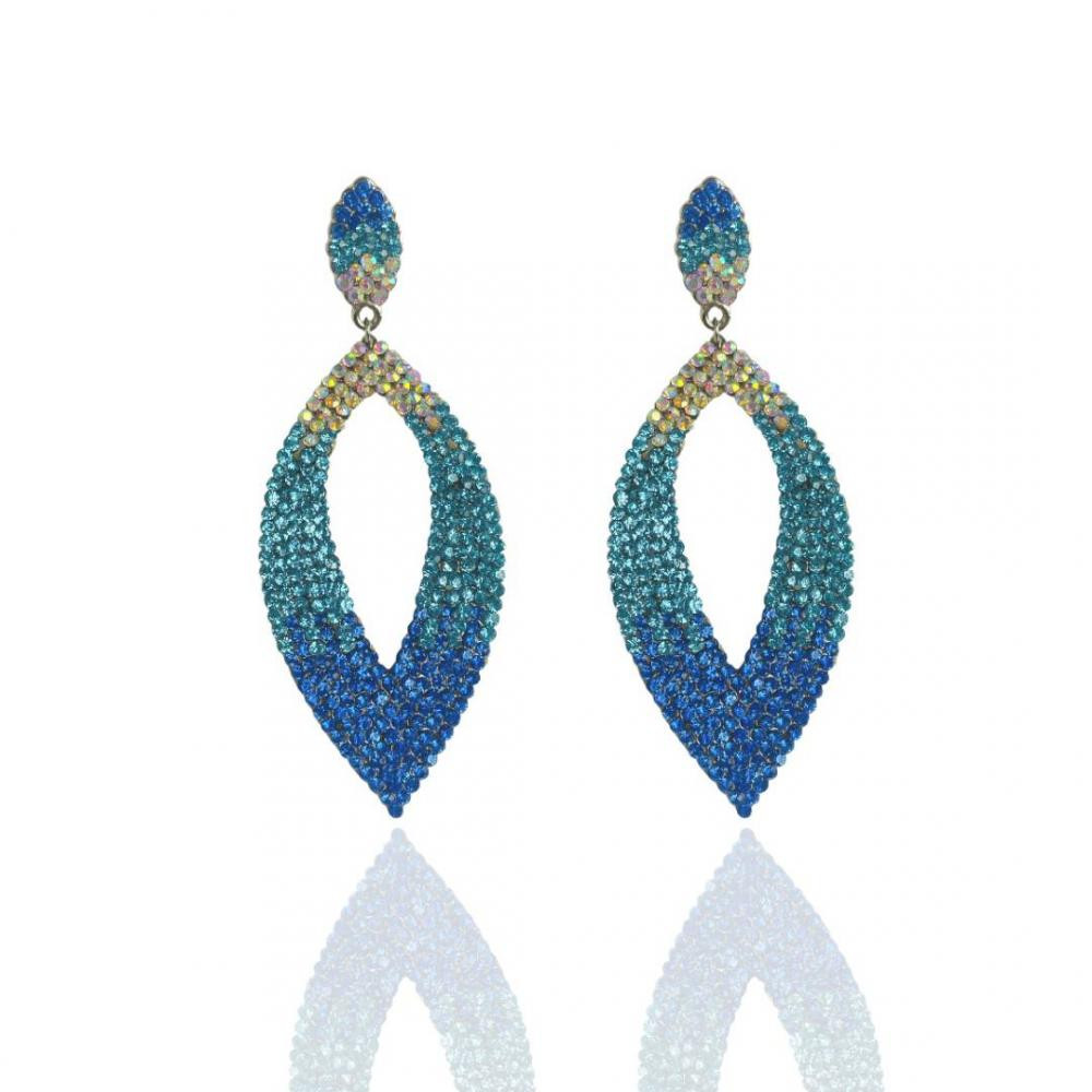Brinco de strass banhado a ouro 18k 