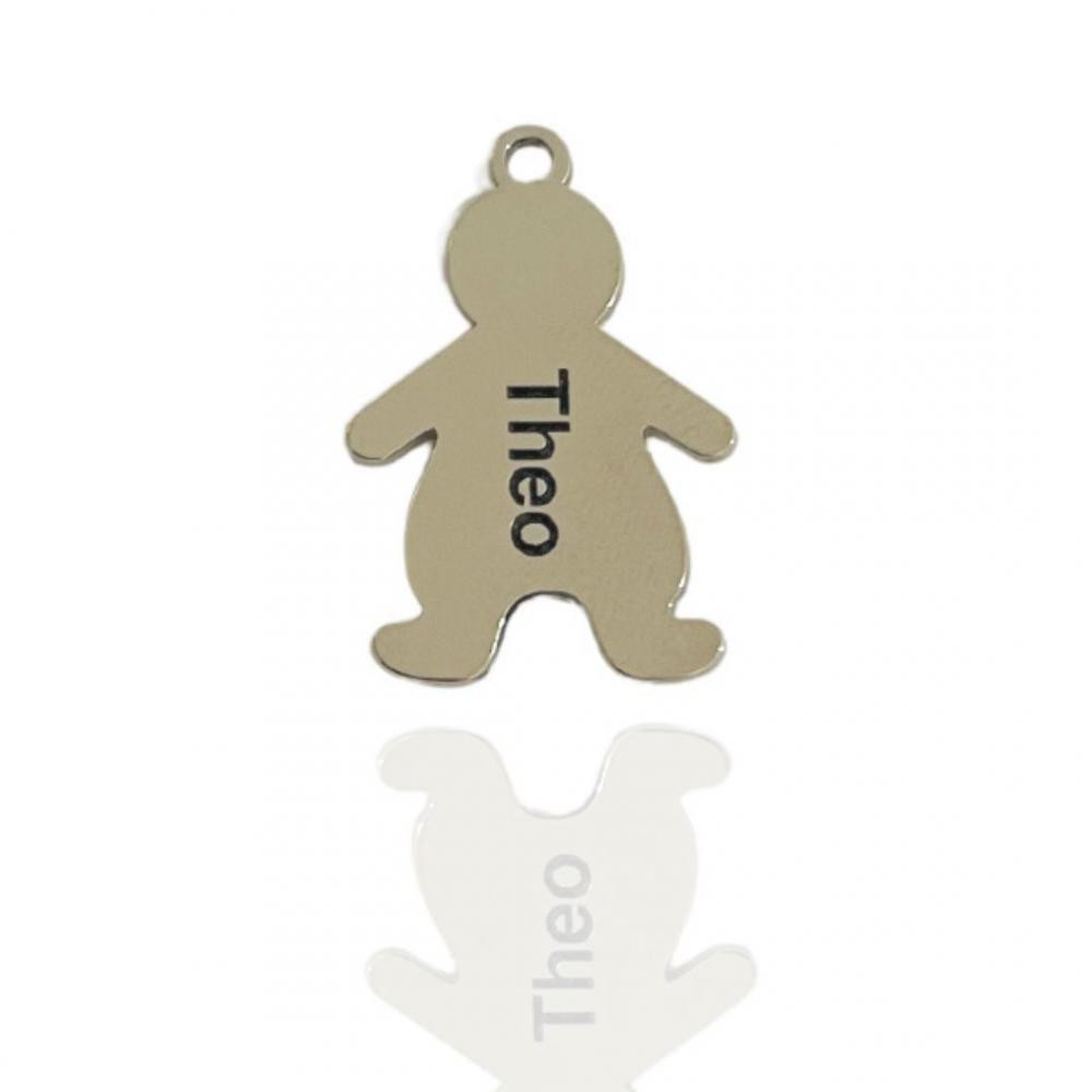 Chaveiro personalizado de placa com bonecos e letra 