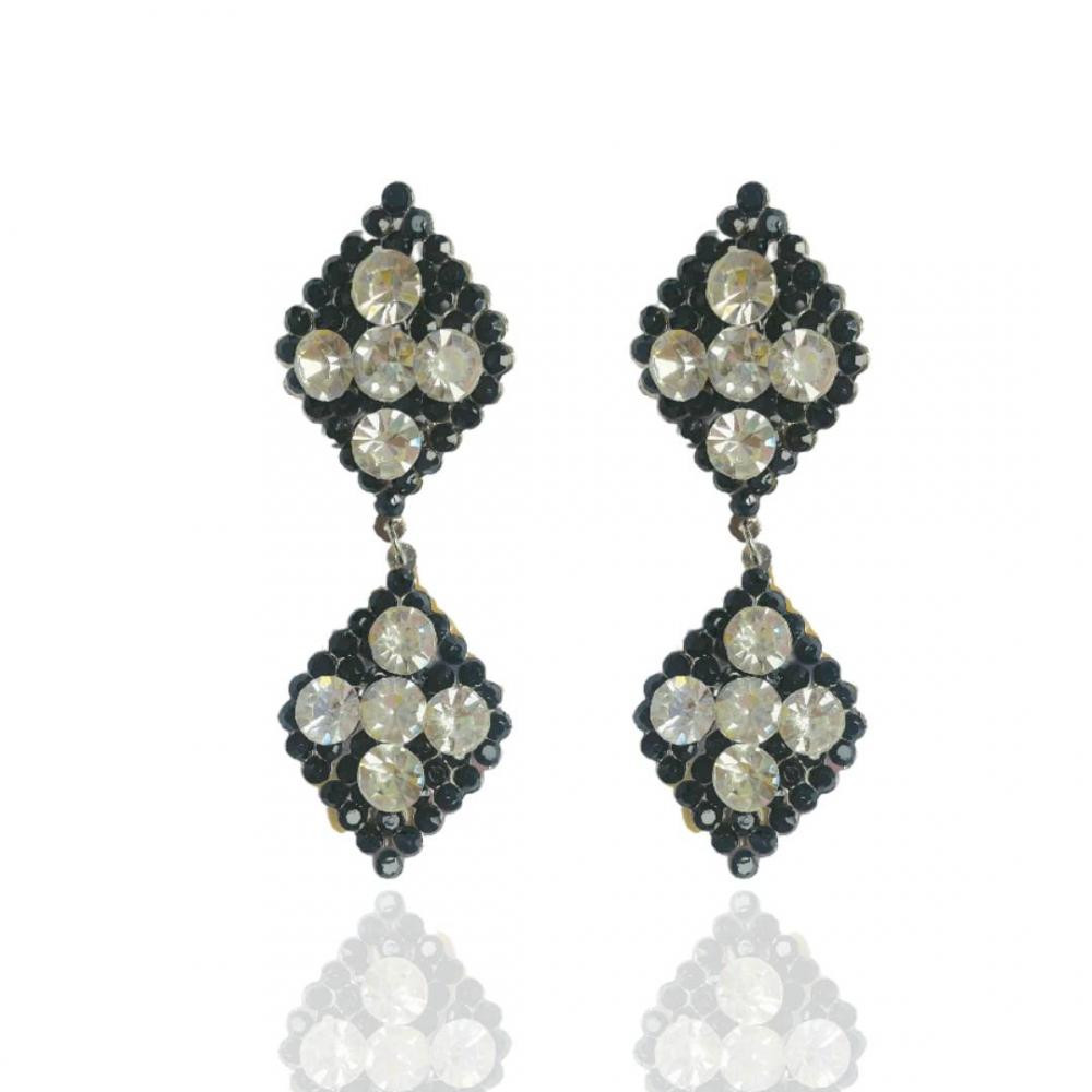 Brinco diamantes de strass banhado a ouro 18k 