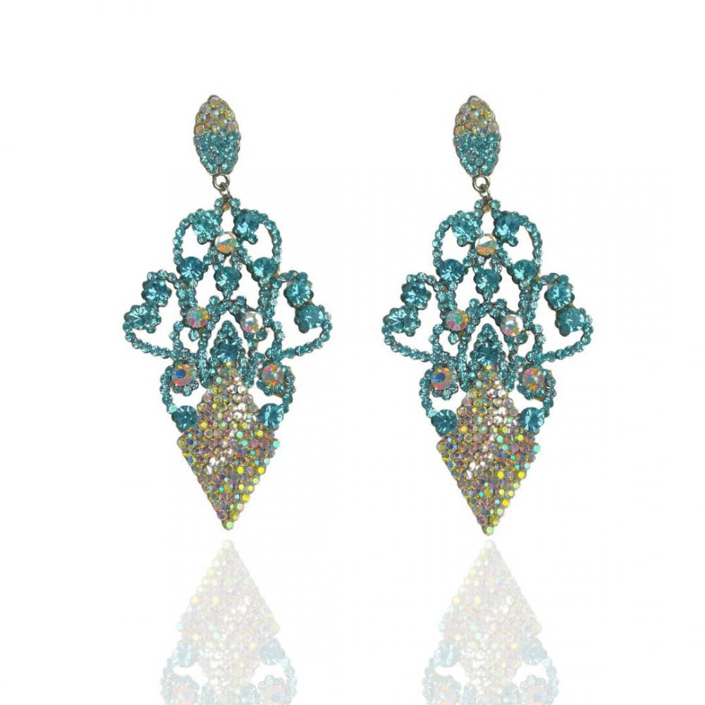 Brinco de strass banhado a ouro 18k 