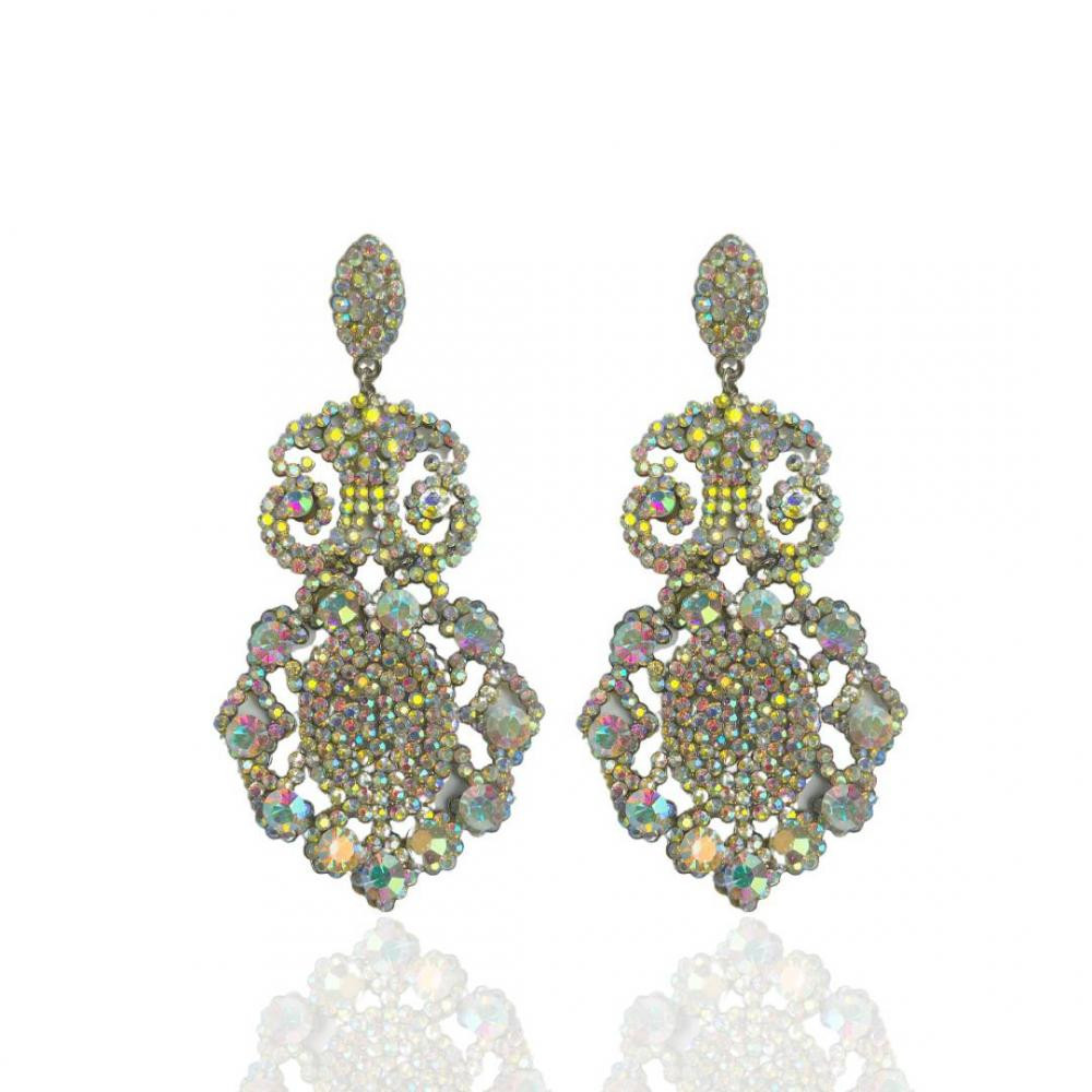 Brinco de strass banhado a ouro 18k 
