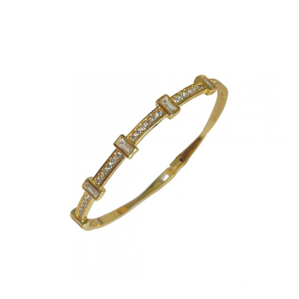 Bracelete Anny  cravejado com zircônia cristal banhado a ouro 18k  