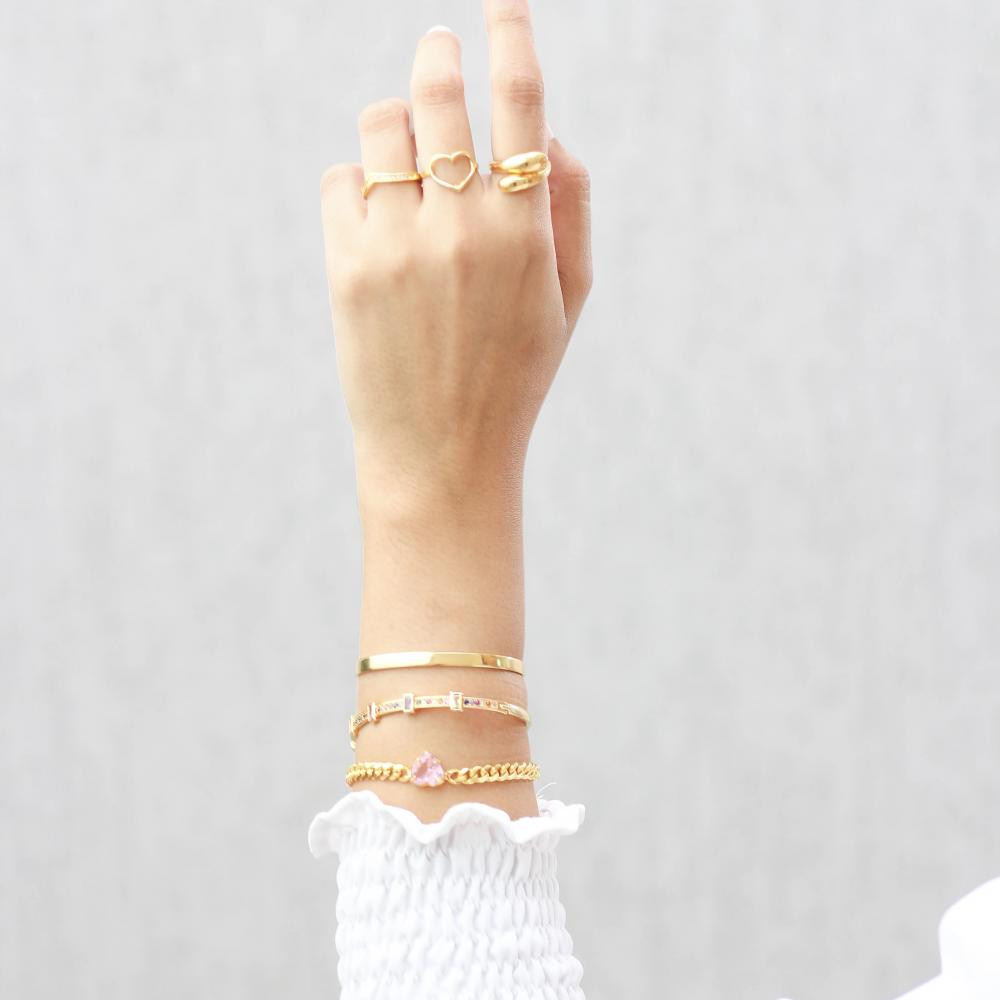 Bracelete Anny  cravejado com zircônia colorida banhado a ouro 18k  