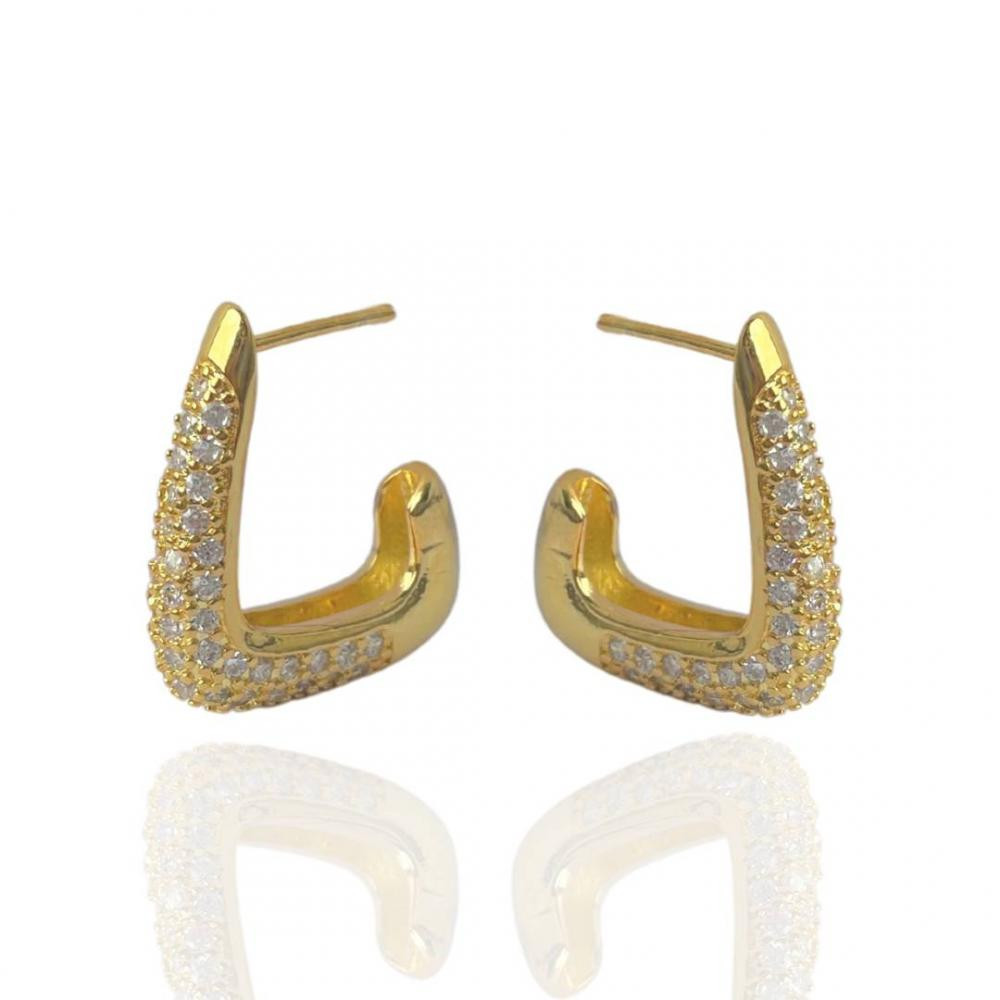 Brinco Bia cravejado banhado a ouro 18k 