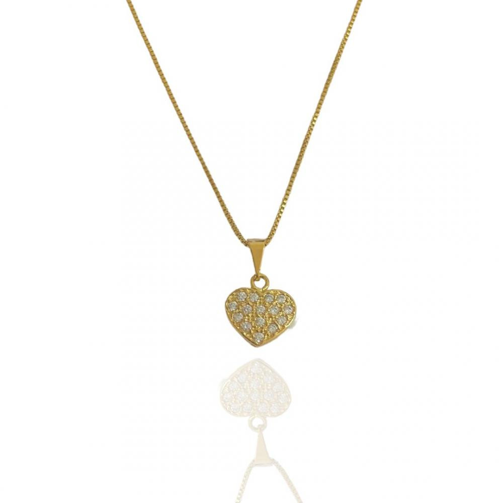 Colar Luiza de coração banhado a ouro 18k 
