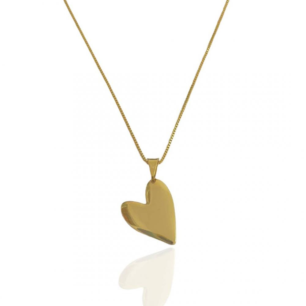 Colar Manuela de coração liso banhado a ouro 18k 