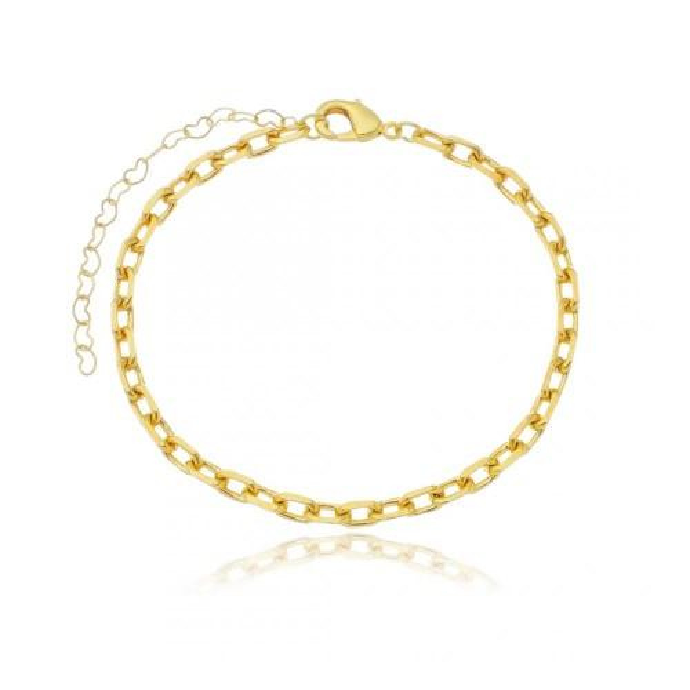 Choker Nanda com elos retangulares diamantados banhado a ouro 18k