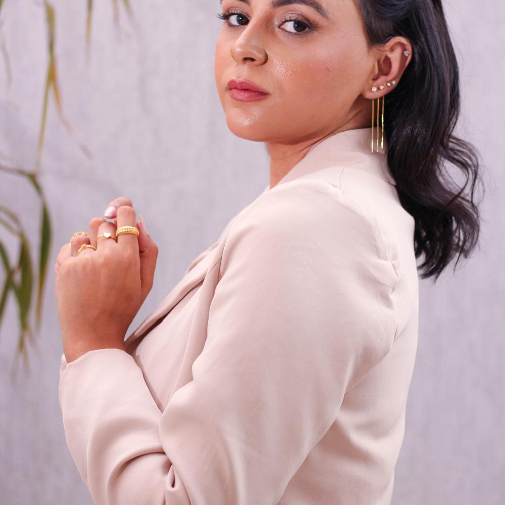 Trio de brinco Raissa fio passante com ponto de luz  banhado a ouro 18k 
