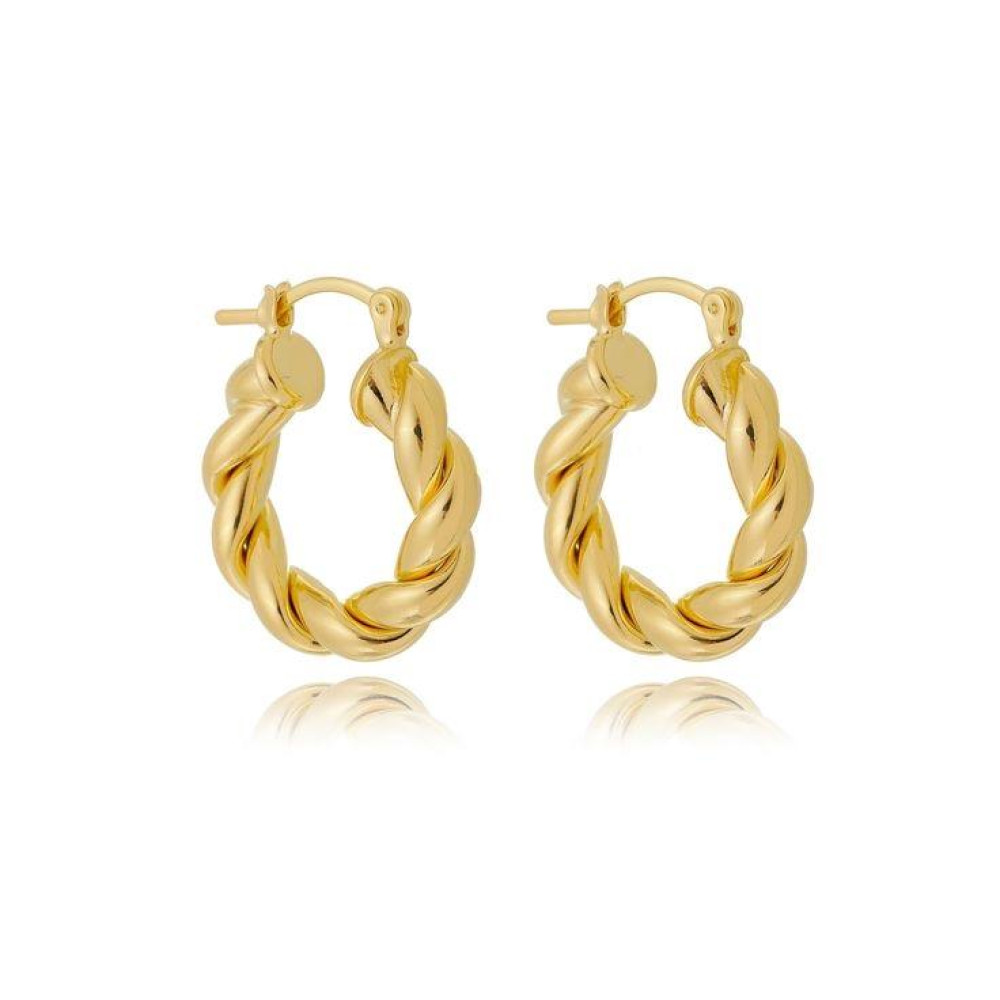 Brinco Julia de argola trançada banhado a ouro 18k 