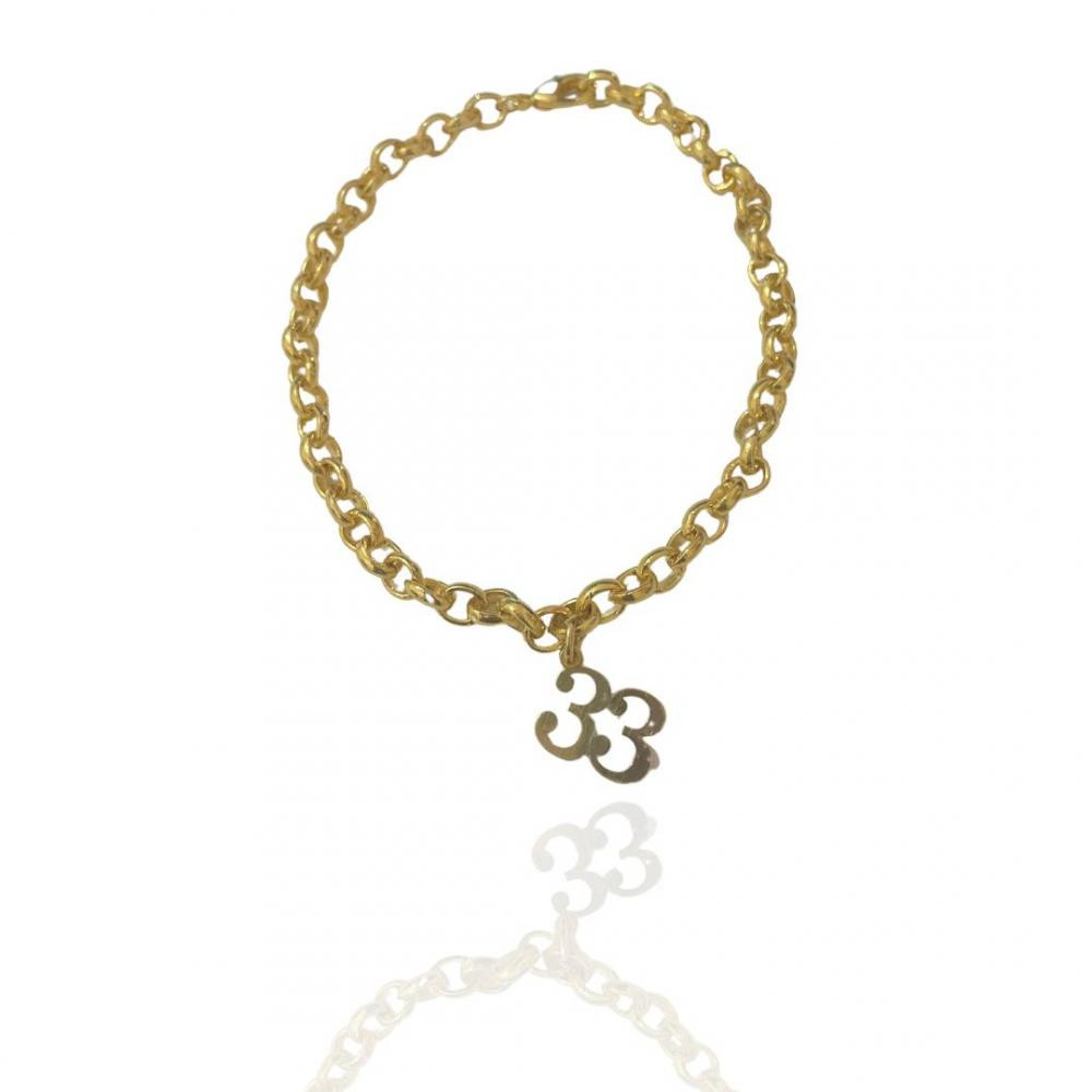 Pulseira Sacha com pingente 33 banhada a ouro 18k