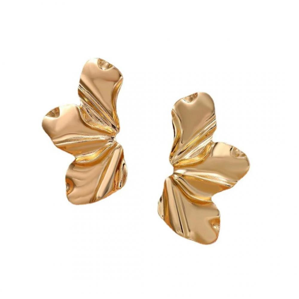 Brinco Isis flor martelado banhado a ouro 18k 