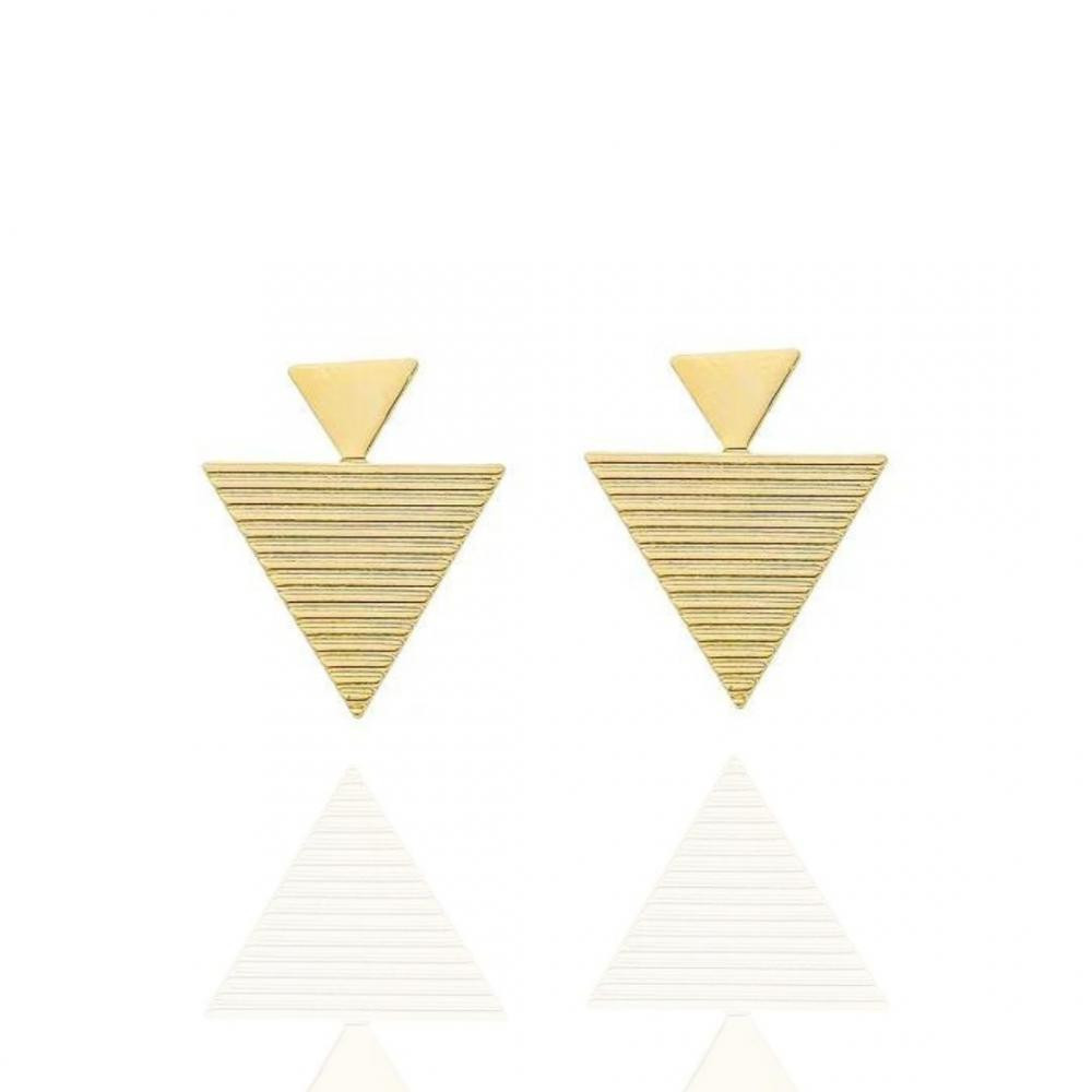 Brinco Lucia de triangulo atemporal banhado a ouro 18k 