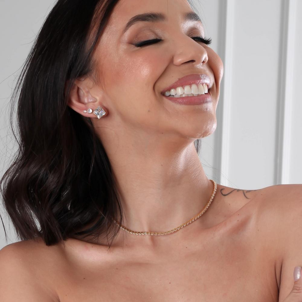 Trio de brinco Sacha banhado a ouro 18k 
