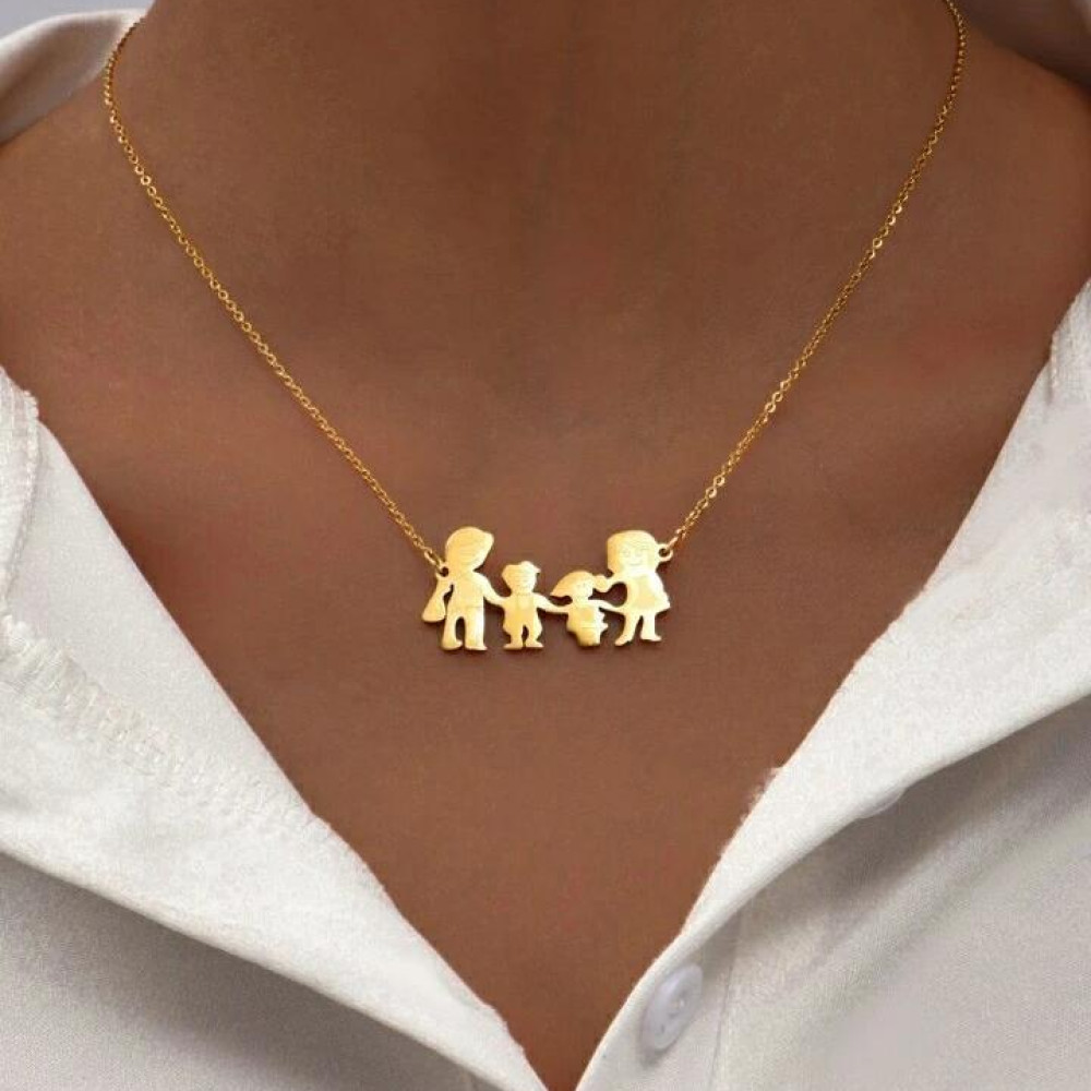 Colar personalizado família banhado a ouro 18k 