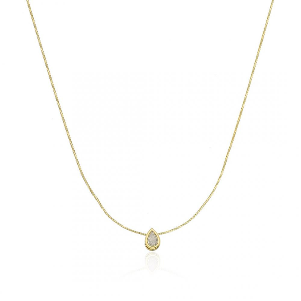 Colar de gota cravejado Lisa banhado a ouro 18k 