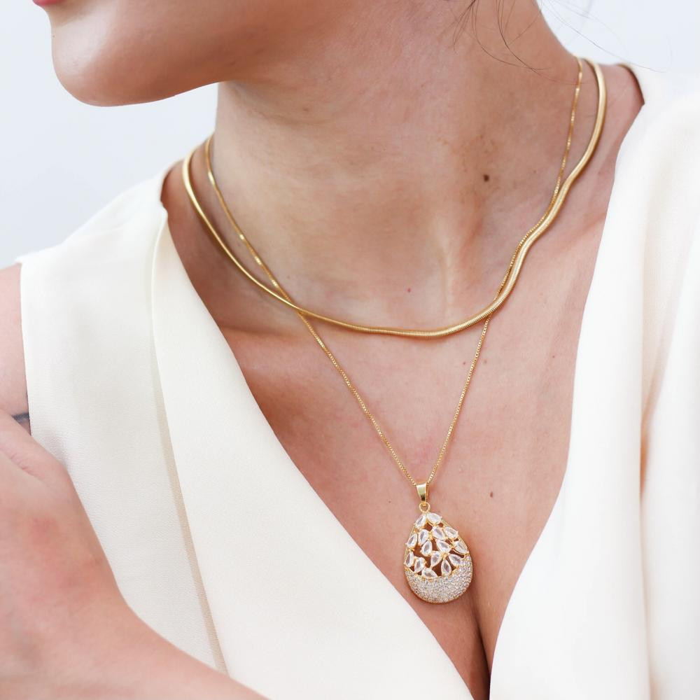 Colar malha tassia fina banhado a ouro 18k 