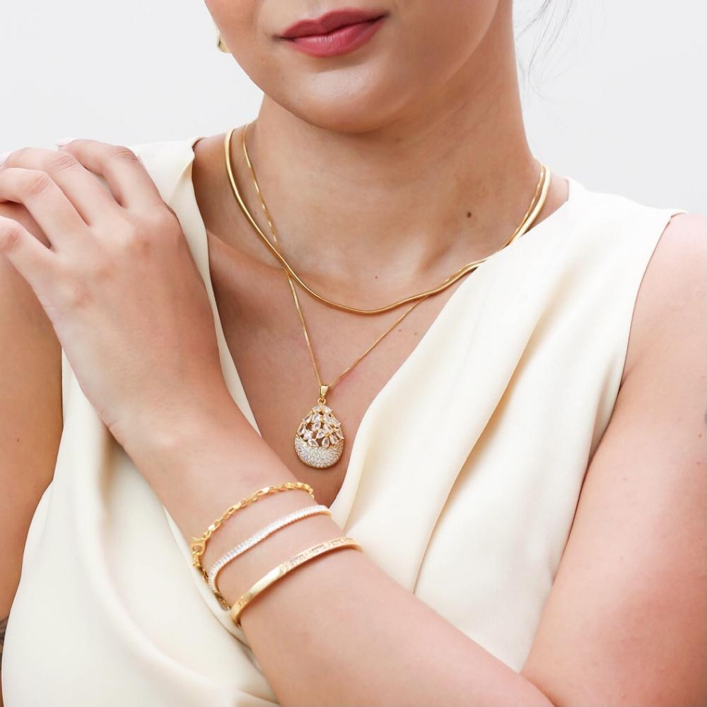 Colar malha tassia fina banhado a ouro 18k 