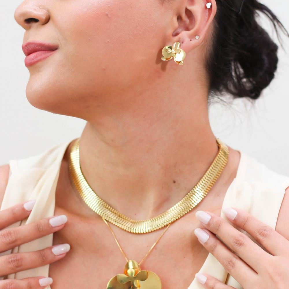 Colar Tamires de malha italiana banhada a ouro 18k 
