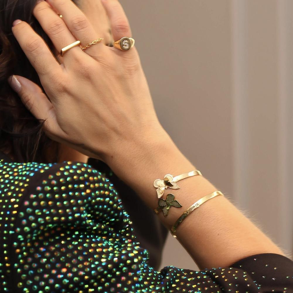 Bracelete Manu de borboleta banhado a ouro 18k 