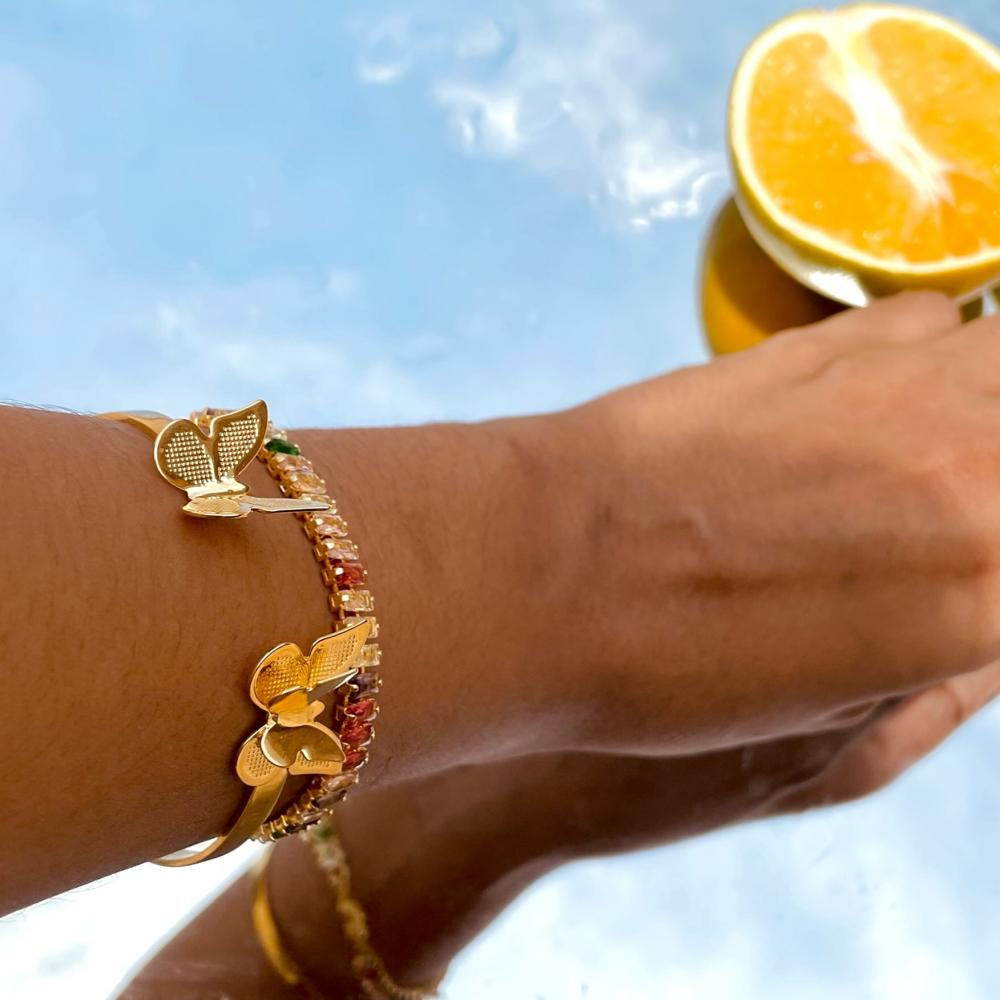 Bracelete Manu de borboleta banhado a ouro 18k 
