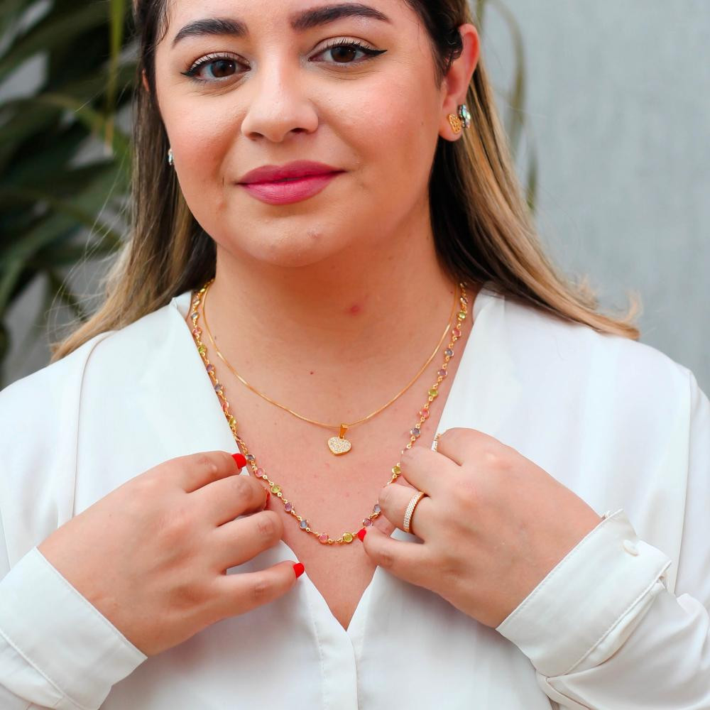 Colar Luiza de coração banhado a ouro 18k 