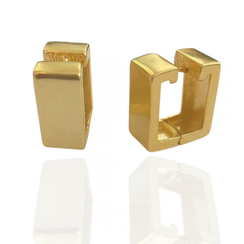 Brinco Argola quadrada Tamires banhada a ouro 18k