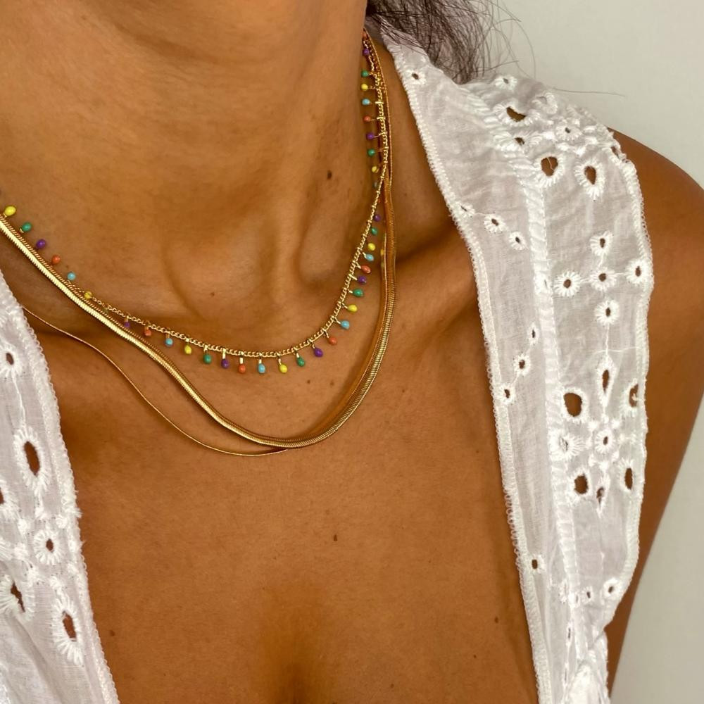 Colar colorido Hanna banhado a ouro 18k 