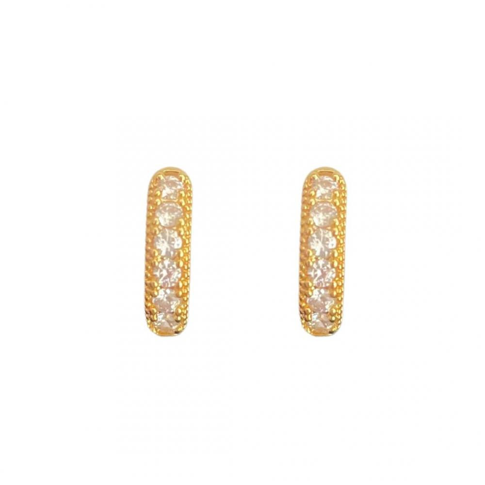 Brinco de argola cravejado Elisa banhado a ouro 18k