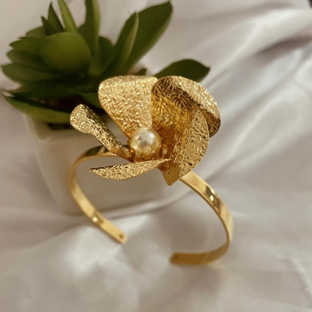 Bracelete de flor Rosa banhado a ouro 18k