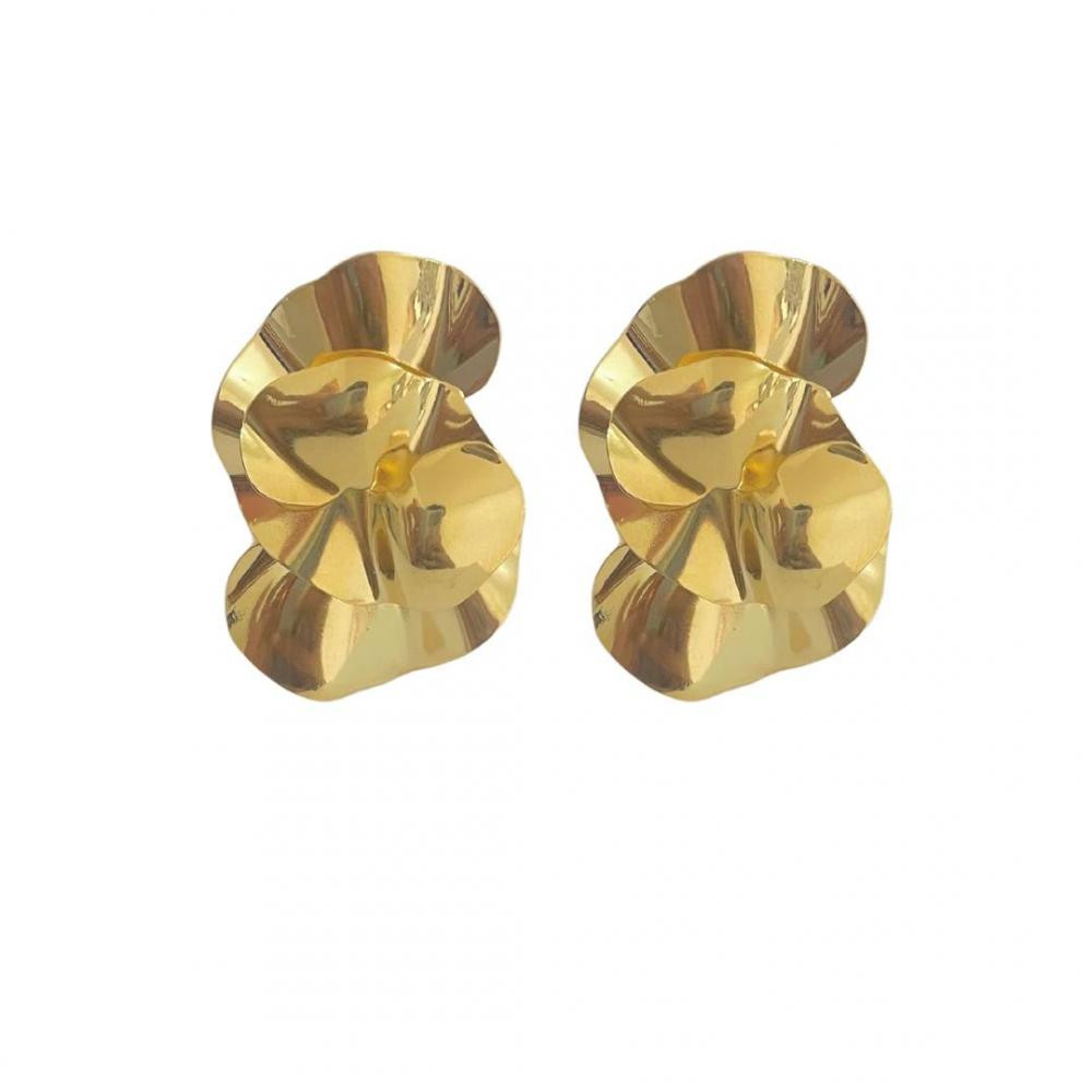 Brinco atemporal martelado Yara banhado a ouro 18k
