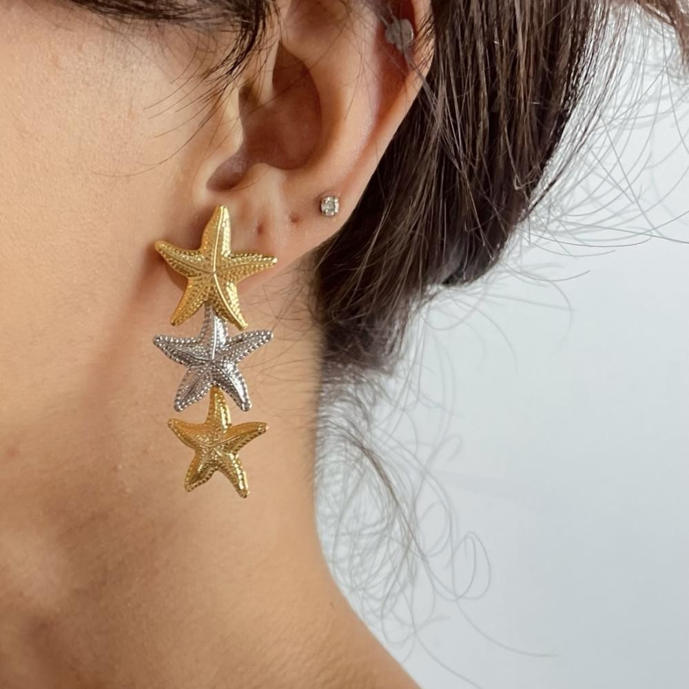 Brinco de estrela Malia banhado a ouro 18k