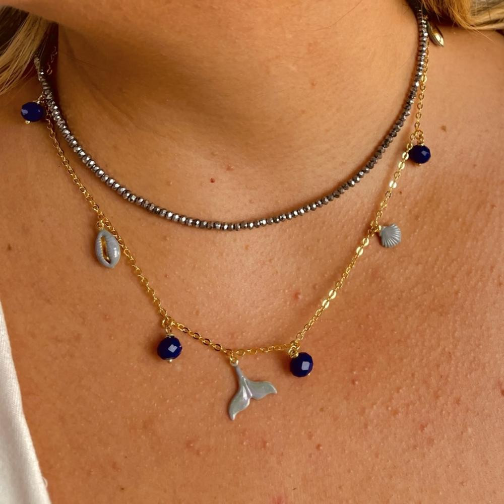 Colar de pedras coloridas Lili banhado a ouro 18k