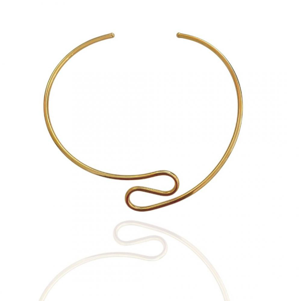 Choker de aro geométrica Cassandra banhada a ouro 18k 