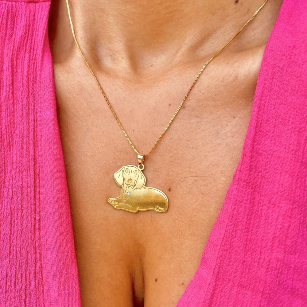Colar personalizado de Pet banhado a ouro 18k 