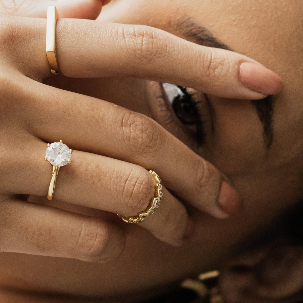 Anel amor de mãe banhado a ouro 18k