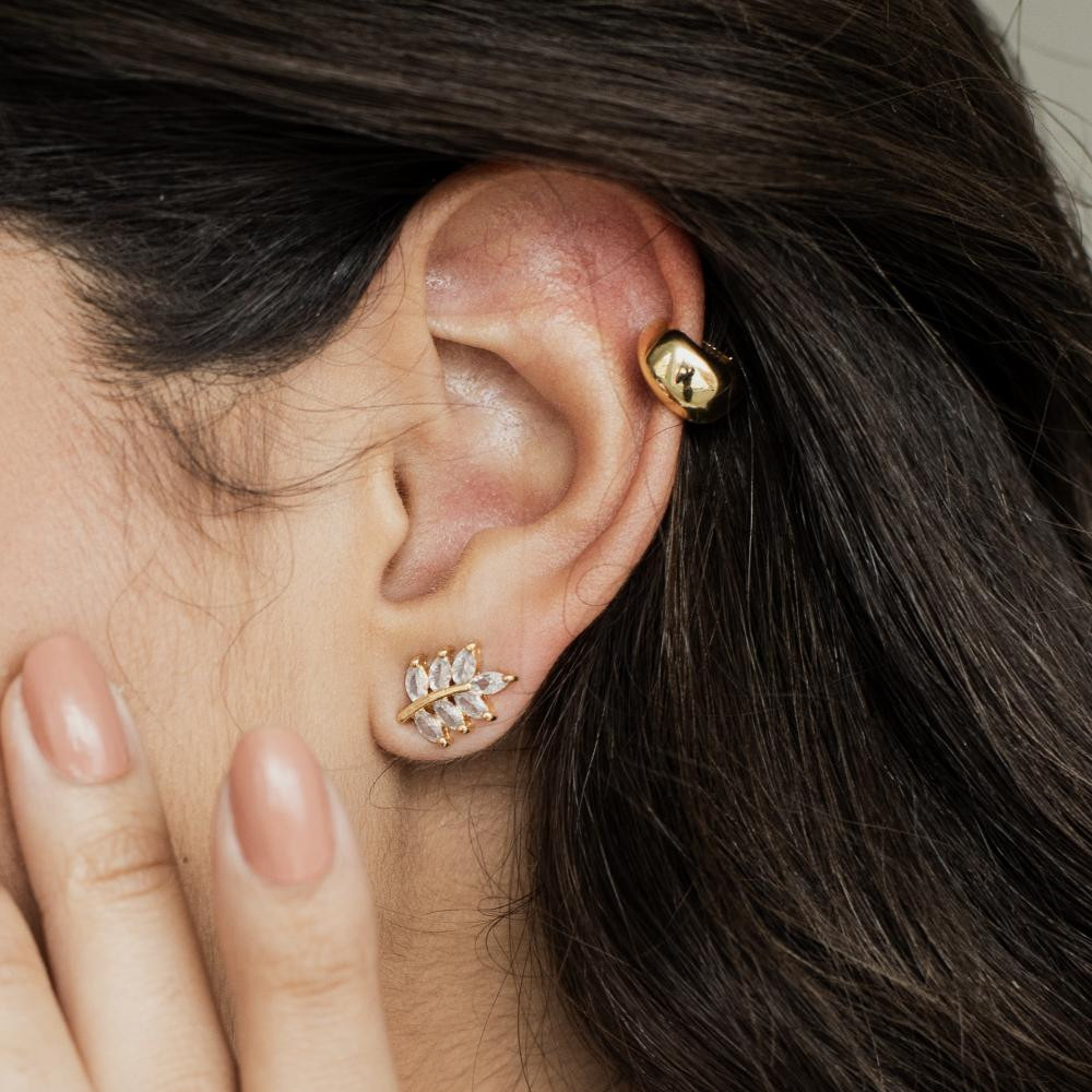 Brinco piercing fake Valentina G banhado a ouro 18k