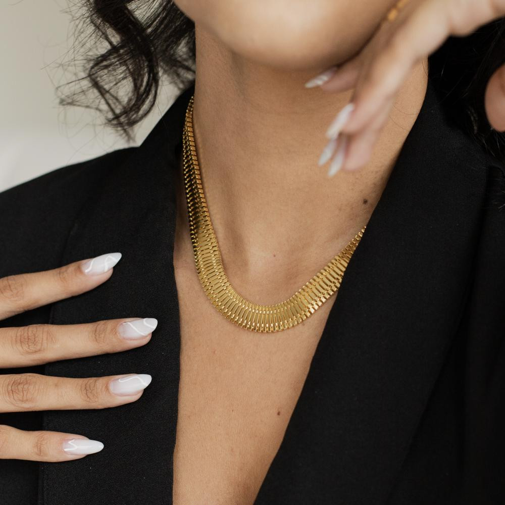 Colar Tamires de malha italiana banhada a ouro 18k 