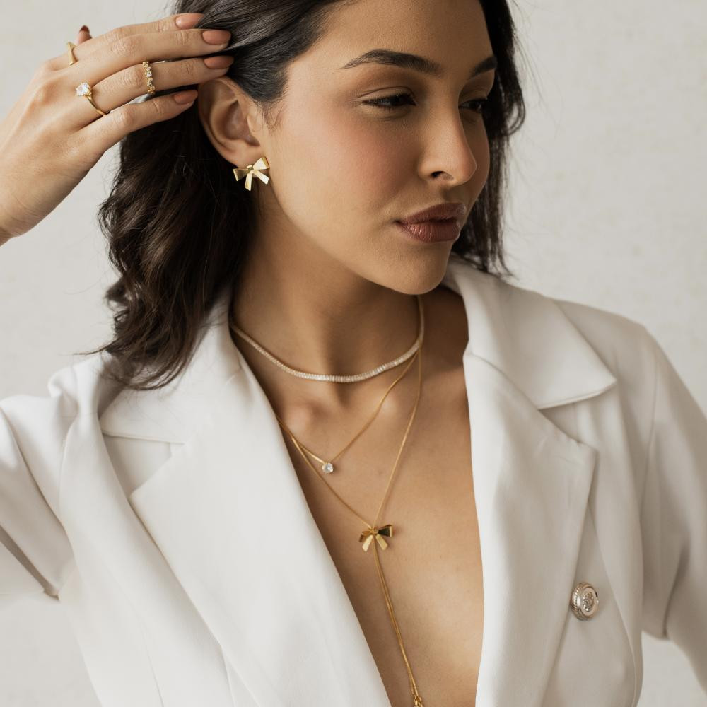 Brinco Joana de laço banhado a ouro 18k 