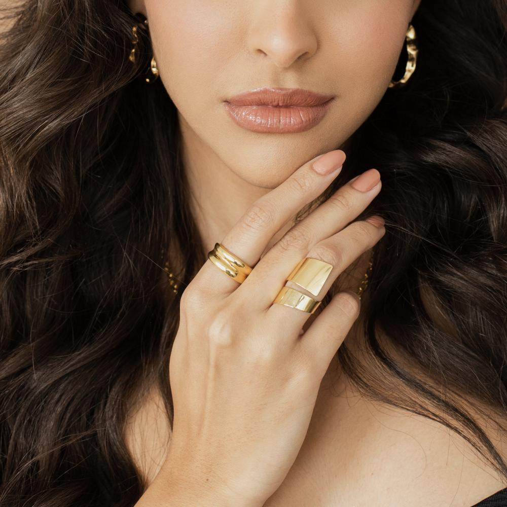 Anel Julia duplo banhado a ouro 18k