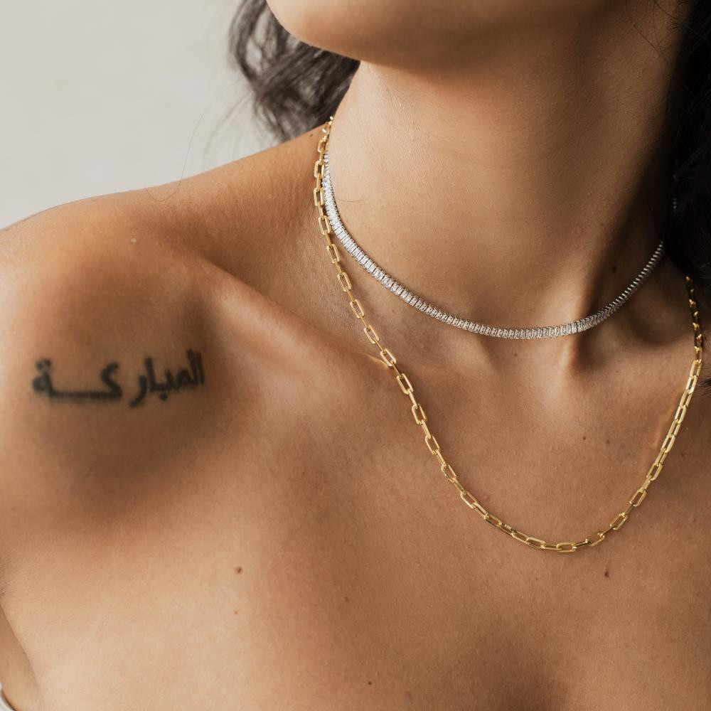 Choker Tifhany riviera cristal banhada a ouro 18k