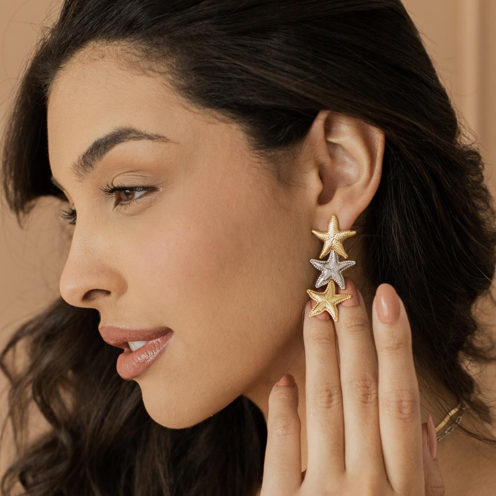 Brinco de estrela Malia banhado a ouro 18k