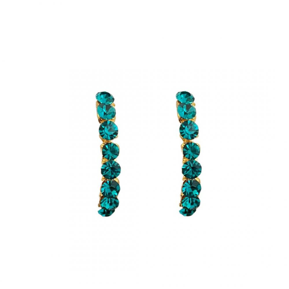 Brinco earhook com strass Nanda banhado a ouro 18k 