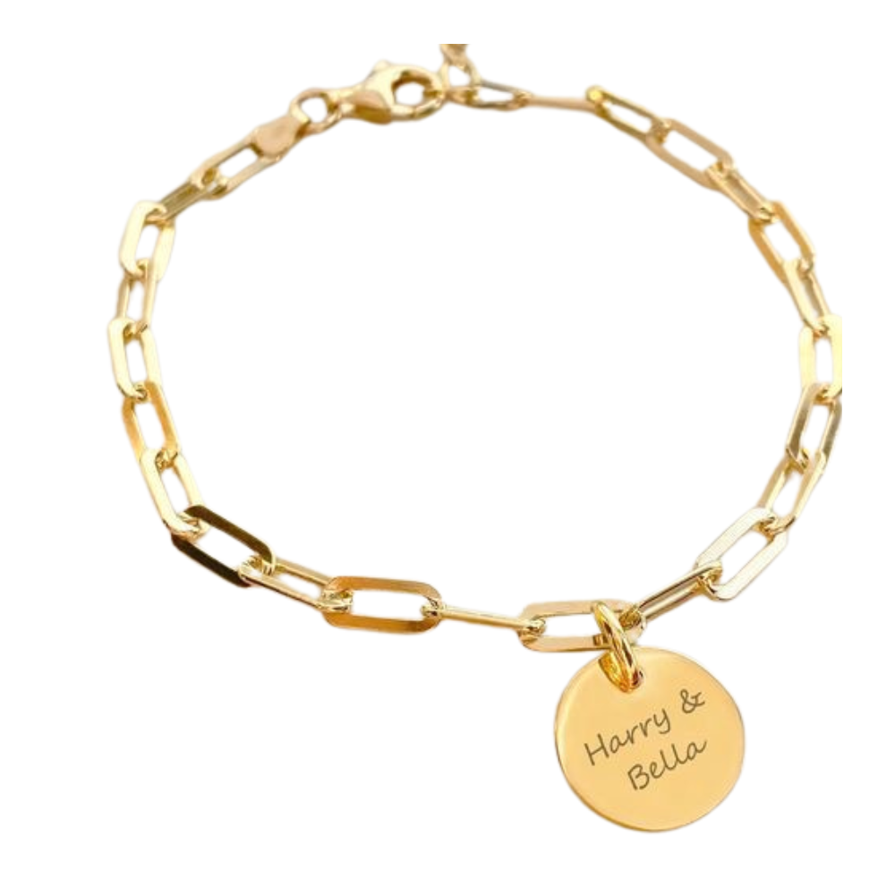 Pulseira personalizada elo Cartier banhado a ouro 18k