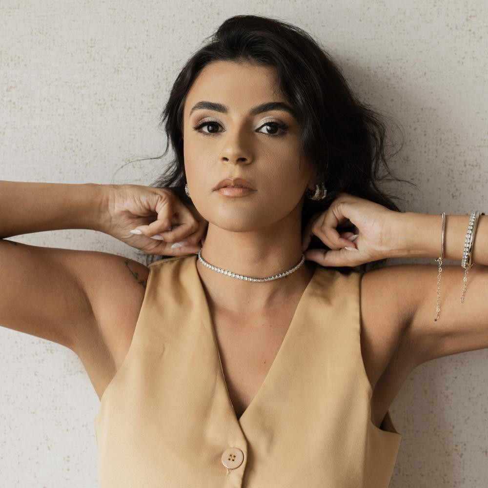  Choker riviera Laura cristal redonda grande escolha a cor do banho 